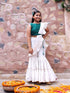 Girl's Green And Cream Palazzo Saree Set