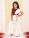 Girl's Maroon And Cream Palazzo Saree Set