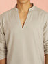 Men Beige Solid Plain Thigh Length Co-ord Set with Wide Leg Pant