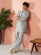 Men's Grey Cotton Linen Solid Co-ord Set | Wide Leg