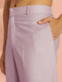Men's Light Pink Cotton Linen Solid Thigh Length Co-ord Set with Wide Leg Pant
