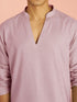 Men Lilac Solid Plain Thigh Length Co-ord Set with Wide Leg Pant