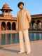 Beige Silk Blend Geometric Jodhpuri Jacket with Embroidery