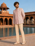 Men Pink Embroidered Thread Work Waist Length Straight PantSherwani Set
