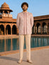 Men Pink Embroidered Thread Work Waist Length Straight PantSherwani Set