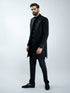 Men Black Velvet Embroidered Indo-Western Set with Black Pant