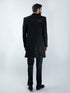 Men Black Velvet Embroidered Indo-Western Set with Black Pant