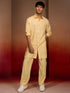Men's Yellow Cotton Geometric Kurta Palazzo Set