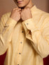 Men's Yellow Cotton Geometric Kurta Palazzo Set