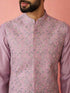 Men's Lavender Kurta Jacket Set with Cream Pyjama