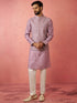 Men's Lavender Kurta Jacket Set with Cream Pyjama