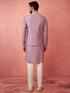 Men's Lavender Kurta Jacket Set with Cream Pyjama