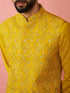 Men's Mustard Nehru Jacket Kurta Set with Pyjama