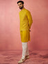 Men's Mustard Nehru Jacket Kurta Set with Pyjama