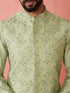 Men's Pista Green Nehru Jacket Kurta Set with Pyjama