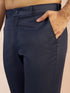 Men Navy Blue Geometric Embroidered Thigh Length Sherwani Set with Straight Pant