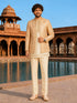 Men Cream Embroidered Silk Blend Jodhpuri with Kurta & Pant Set