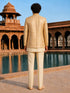 Men Cream Embroidered Silk Blend Jodhpuri with Kurta & Pant Set