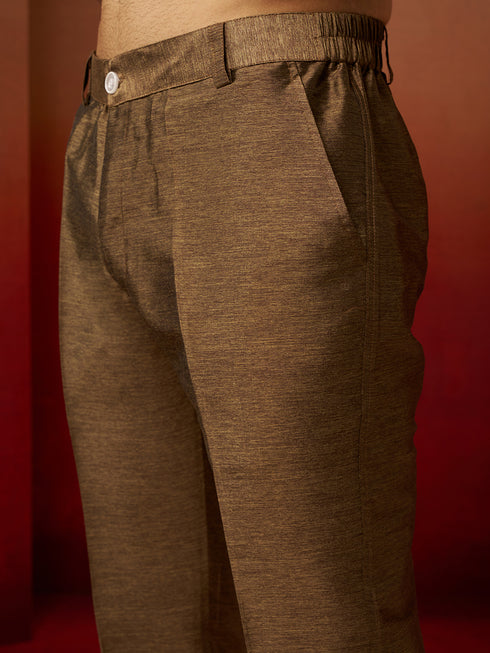 Men Bronze Black Silk 3-Piece Jacquard Set