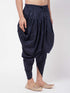 Men's Navy Blue Cotton Blend Cowl Dhoti