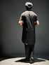 Men's Black Sequined Viscose Kurta Lungi Set