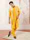 Men's Mustard Silk Blend Jacket Kurta And Pyjama Set