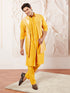 Men's Mustard Silk Blend Jacket Kurta And Pyjama Set