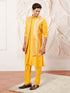 Men's Mustard Silk Blend Jacket Kurta And Pyjama Set