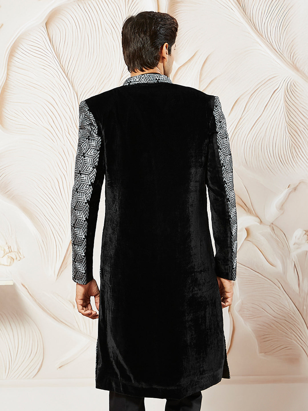 Men's Gray Velvet Indo Western