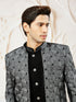 Men's Gray Velvet Indo Western,Semi Indo And Pyjama Set