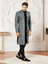 Men's Gray Velvet Indo Western,Semi Indo And Pyjama Set