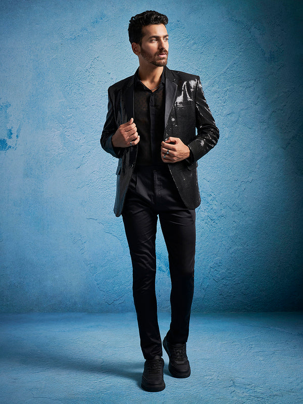 Men's Black Viscose Blazer