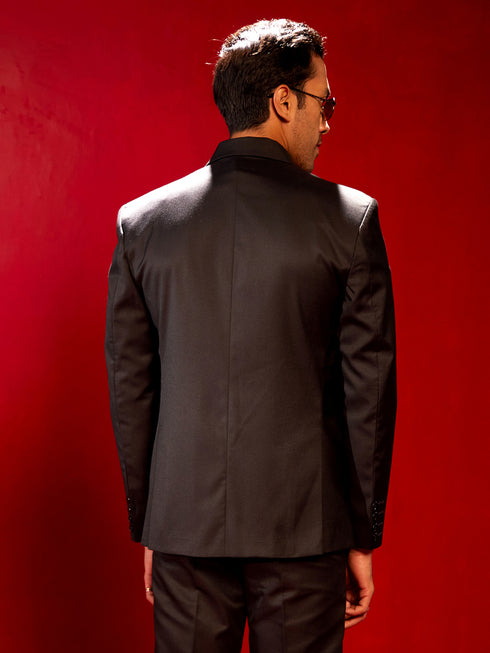 Men's Black Satin Blazer