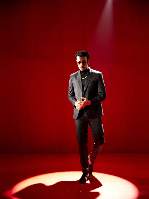 Men's Black Satin Blazer