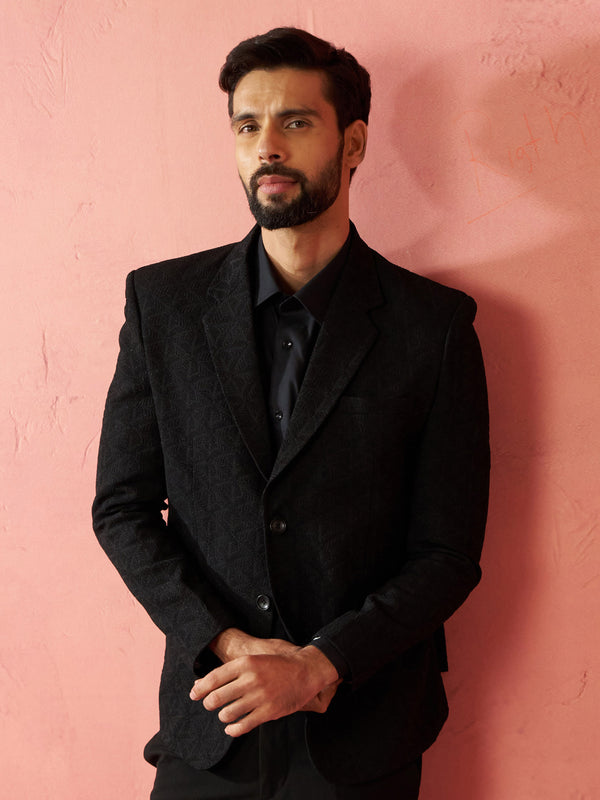 Men's Black Bafta Embossed Blazer