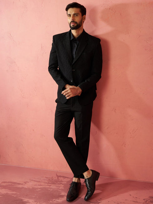 Men's Black Bafta Embossed Blazer