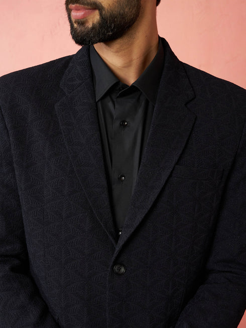 Men's Navy Blue Bafta Embossed Blazer
