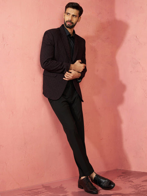 Men's Wine Bafta Embossed Blazer