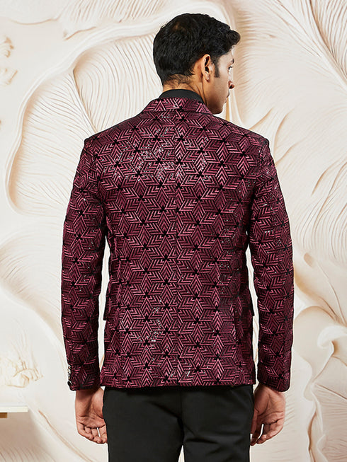 Men's Wine Velvet Blazer