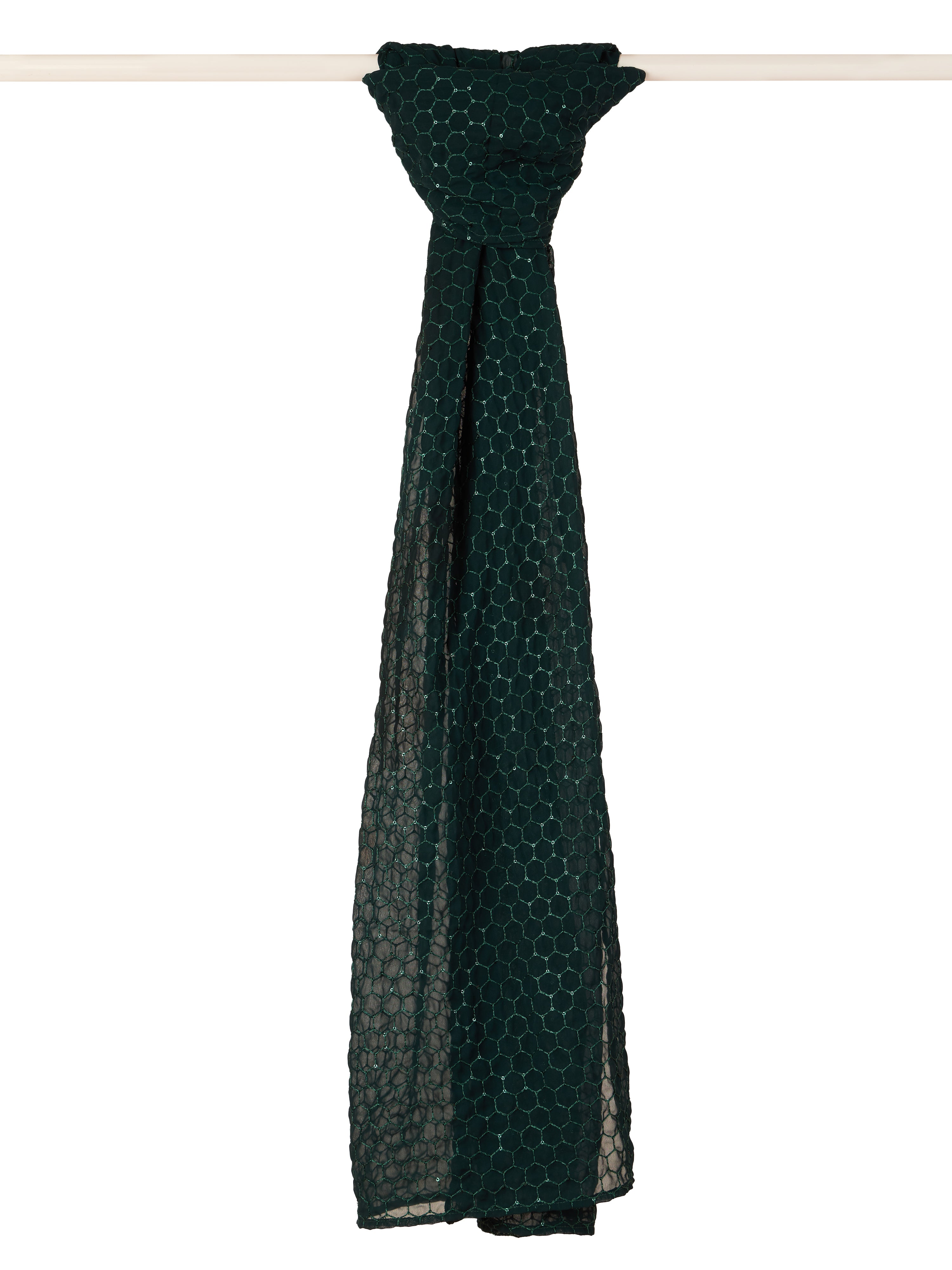 Men's Bottle Green Georgette Plain Dupatta