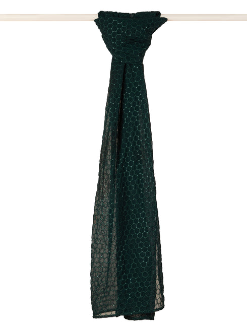 Men's Bottle Green Georgette Plain Dupatta