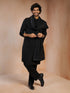Men Black Floral Thread Embroidery Undetermined Dupatta