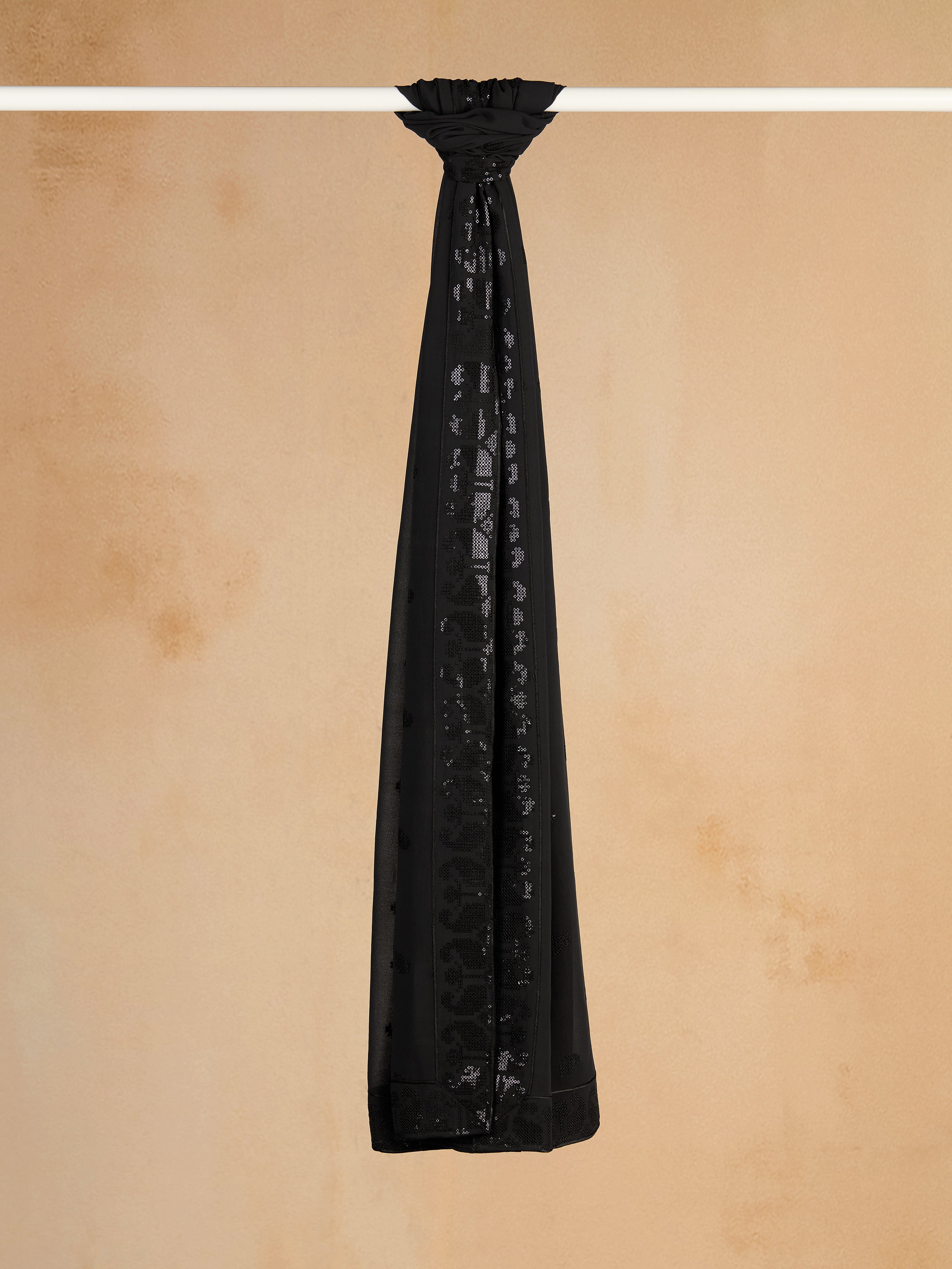 Men's Black Georgette Embroidered Dupatta | Festive Wear