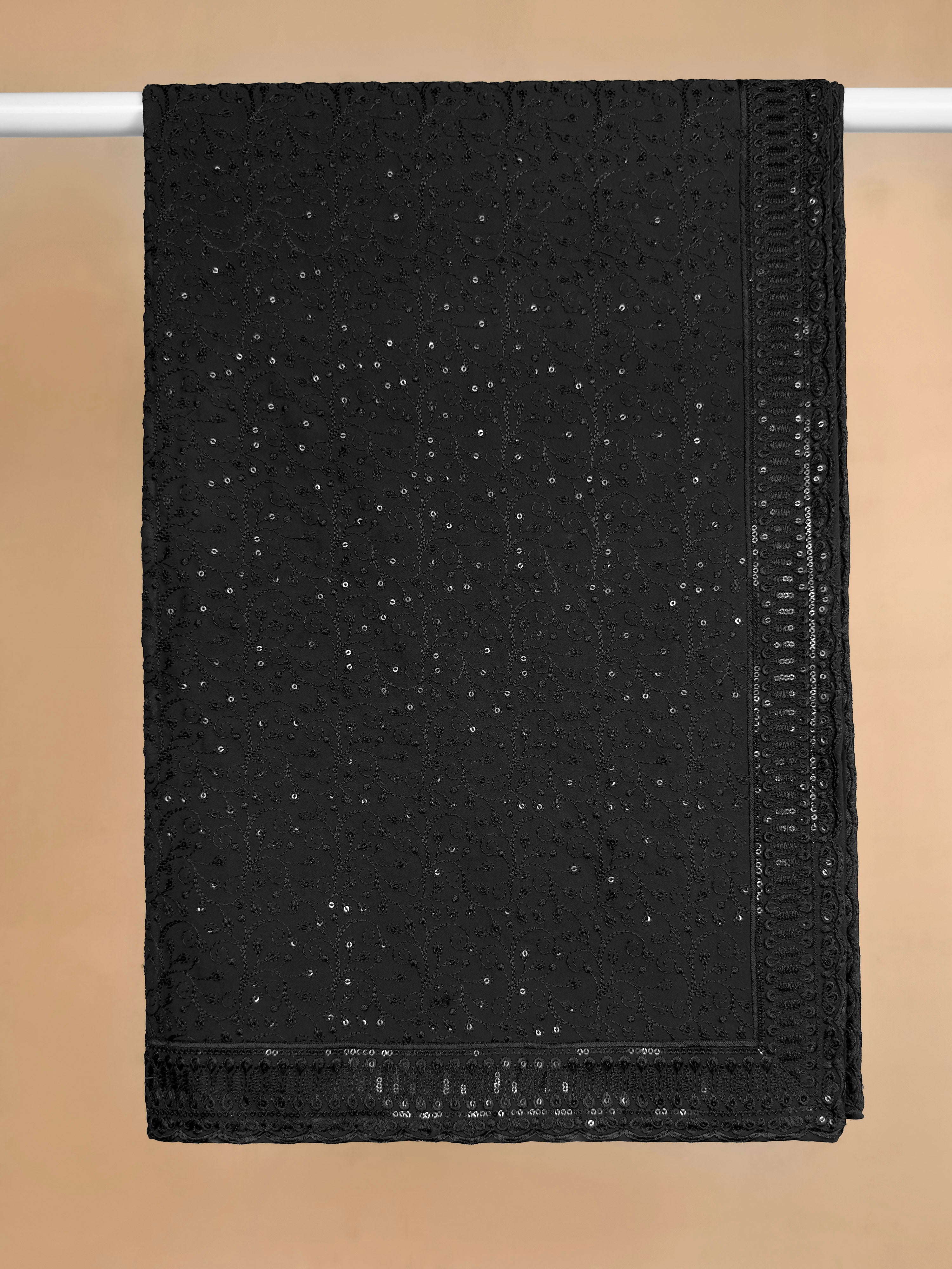 Black Georgette Sequinned Men's Dupatta | Festive Wear