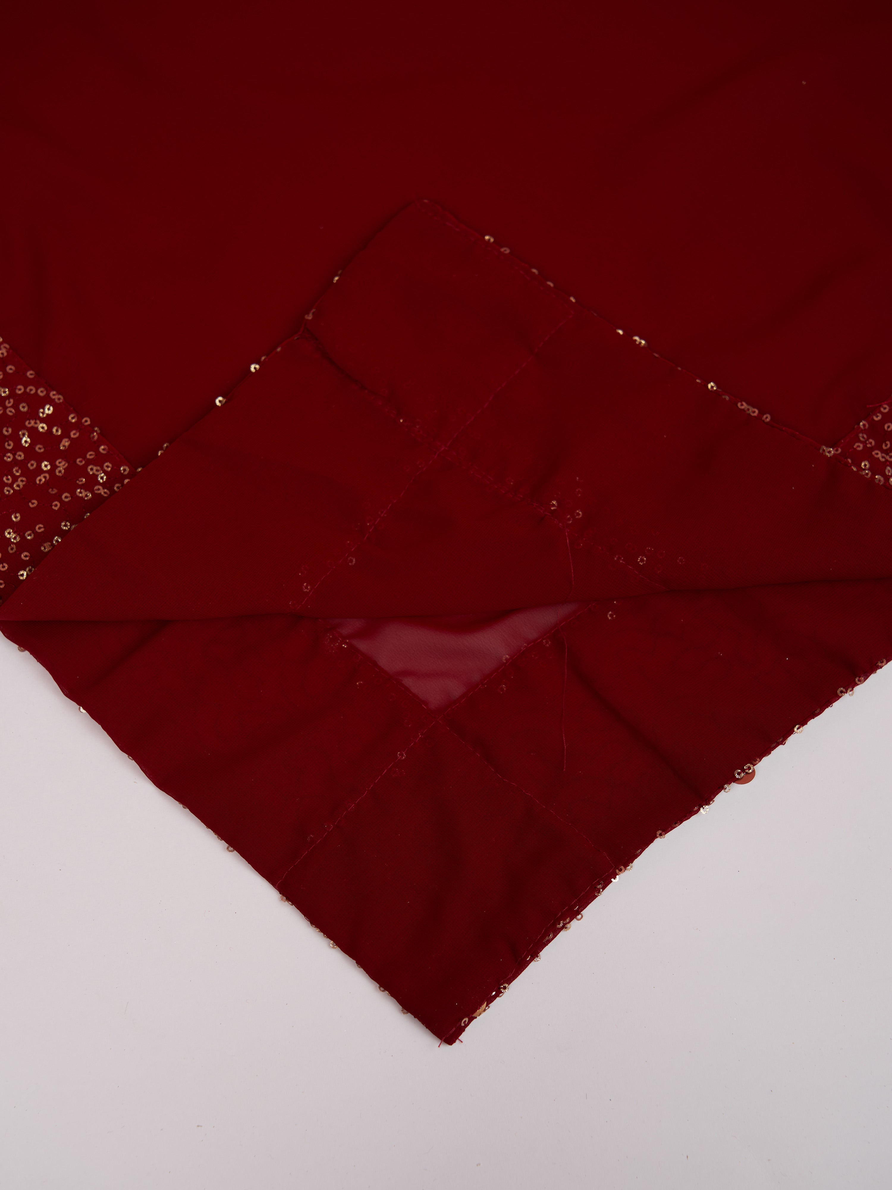 Men Maroon Georgette Sequin Embroidered Dupatta