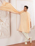 Men Peach Silk Blend Embroidered Dupatta