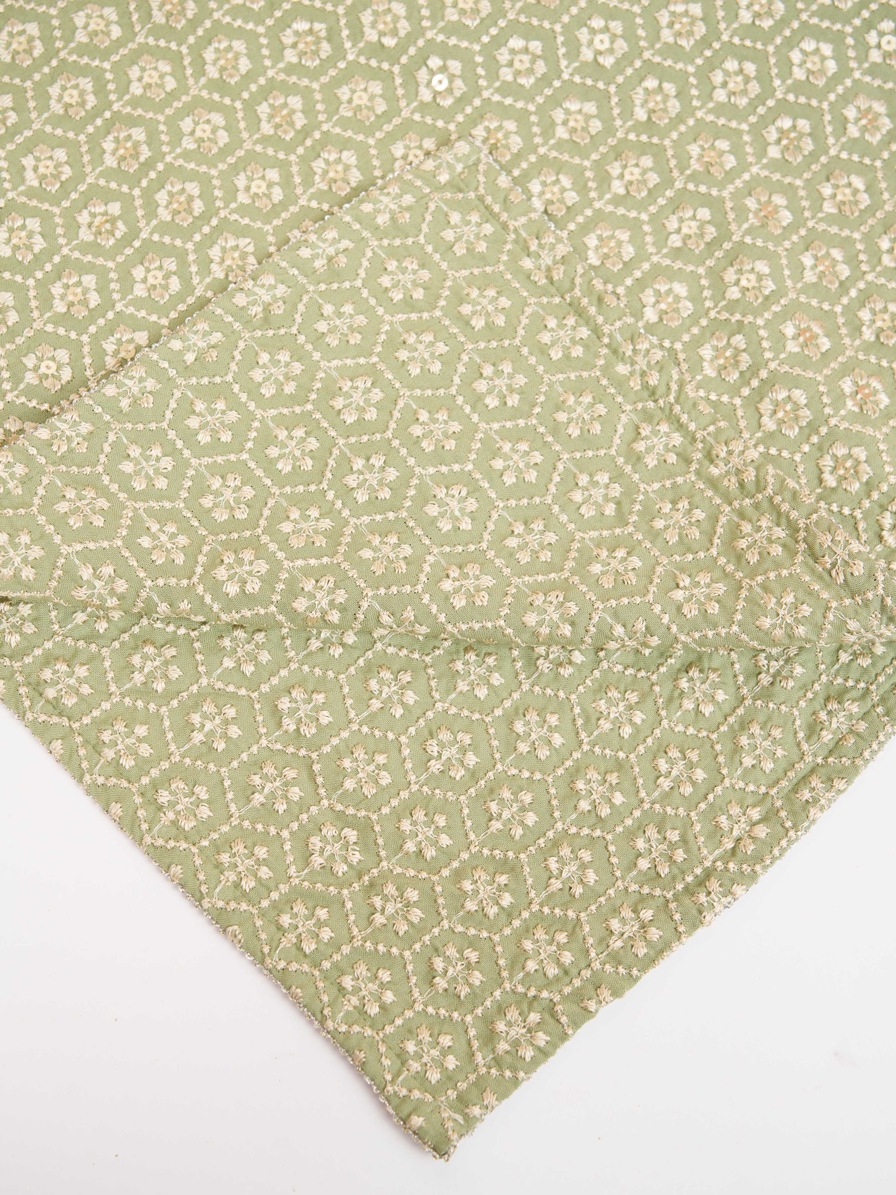 Men Pista Green Silk Blend Embroidered Dupatta