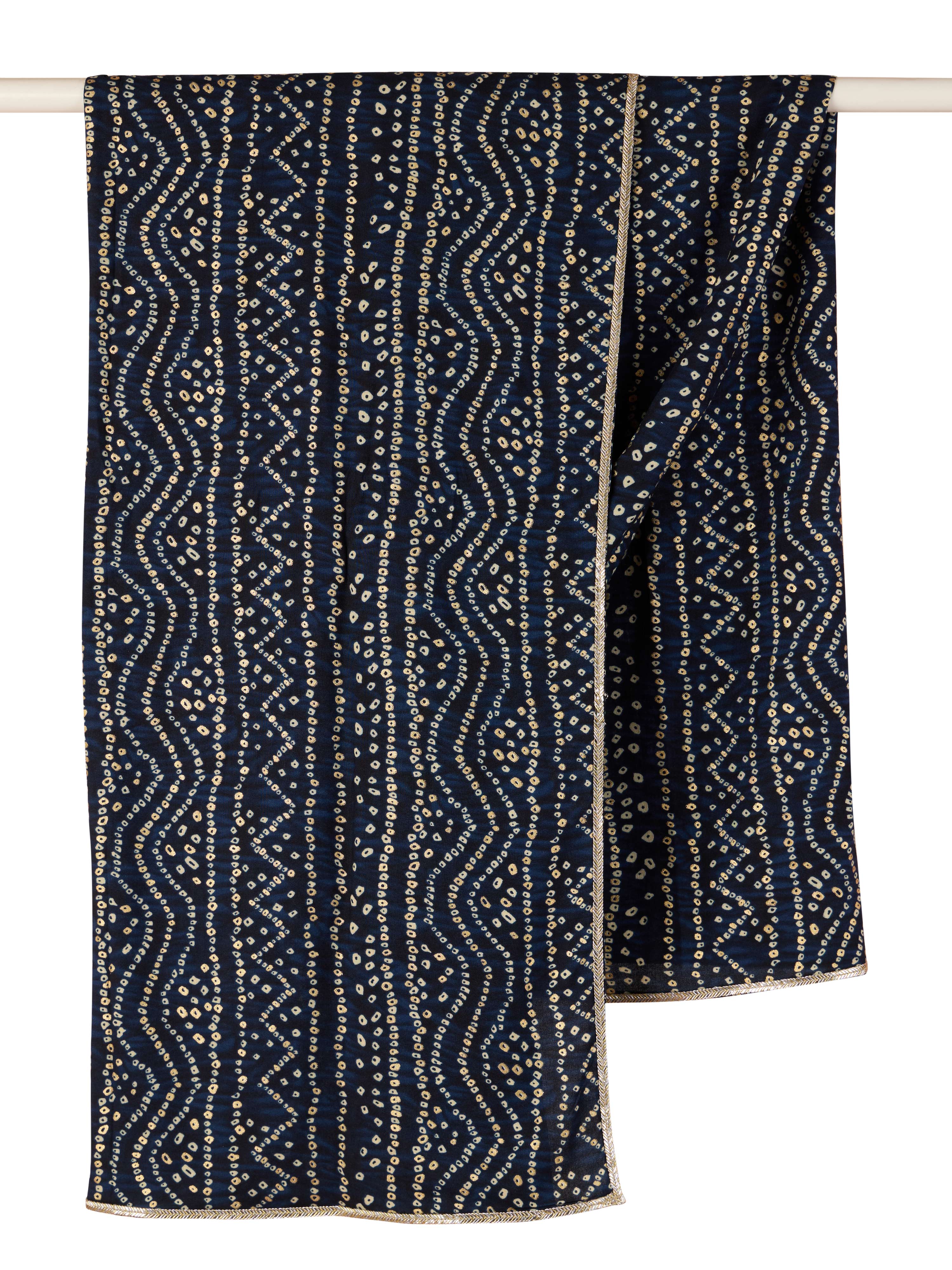 Men's Blue Rayon Bandhani Print Dupatta