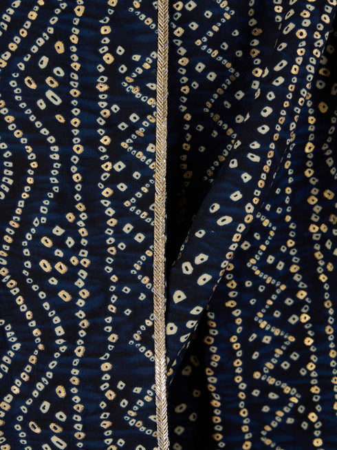 Men's Blue Rayon Bandhani Print Dupatta