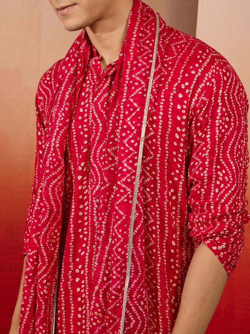 Men's Falsa Rayon Bandhani Print Dupatta